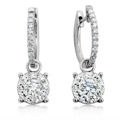 0.96 ctw Natural Diamonds | Color: F | Clarity: VS | 18k White Gold Earrings