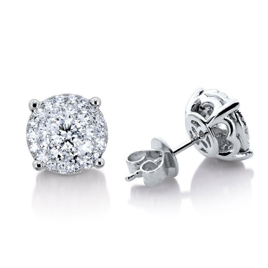 1.5 ctw Natural Diamonds | Color: F | Clarity: VS | 18k White Gold Earrings