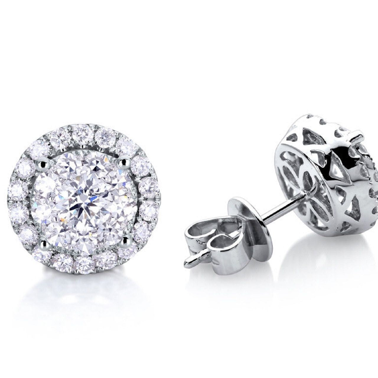 1.14 ctw Natural Diamonds | Color: F | Clarity: VS | 18k White Gold Earrings