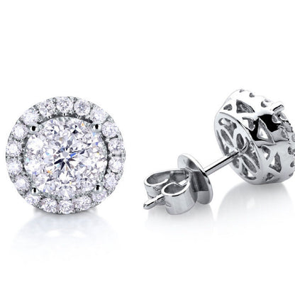 1.14 ctw Natural Diamonds | Color: F | Clarity: VS | 18k White Gold Earrings