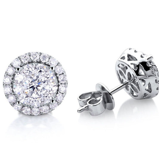 1.14 ctw Natural Diamonds | Color: F | Clarity: VS | 18k White Gold Earrings