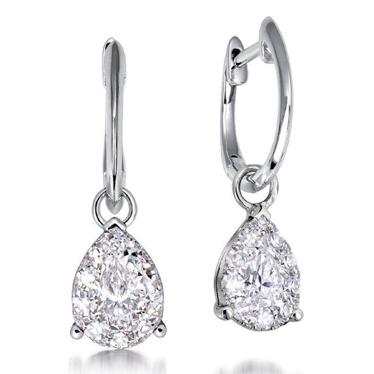 1.2 ctw Natural Diamonds | Color: F | Clarity: VS | 18k White Gold Earrings