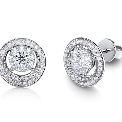 0.87 ctw Natural Diamonds | Color: F | Clarity: VS | 18k White Gold Earrings