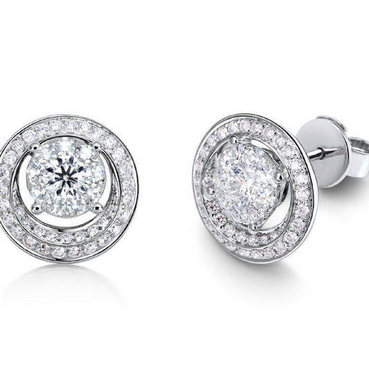 0.87 ctw Natural Diamonds | Color: F | Clarity: VS | 18k White Gold Earrings