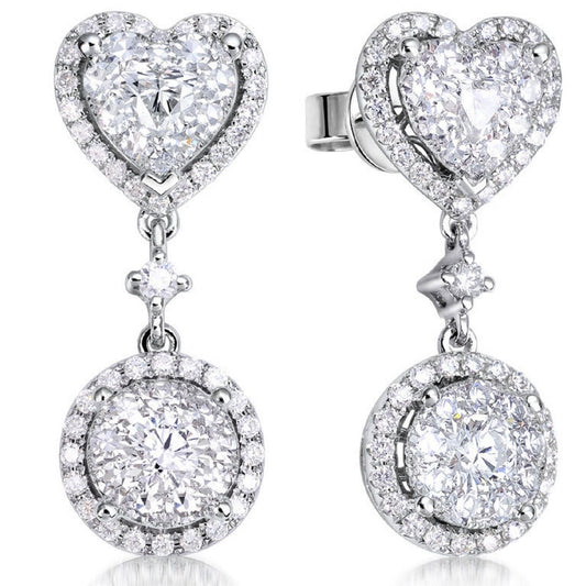 2.1 ctw Natural Diamonds | Color: F | Clarity: VS | 18k White Gold Earrings