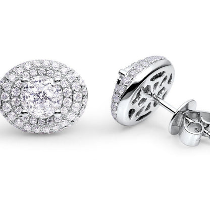 0.99 ctw Natural Diamonds | Color: F | Clarity: VS | 18k White Gold Earrings