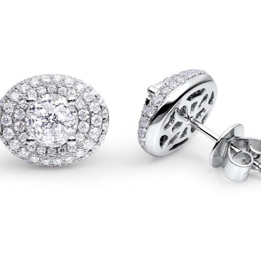 0.99 ctw Natural Diamonds | Color: F | Clarity: VS | 18k White Gold Earrings