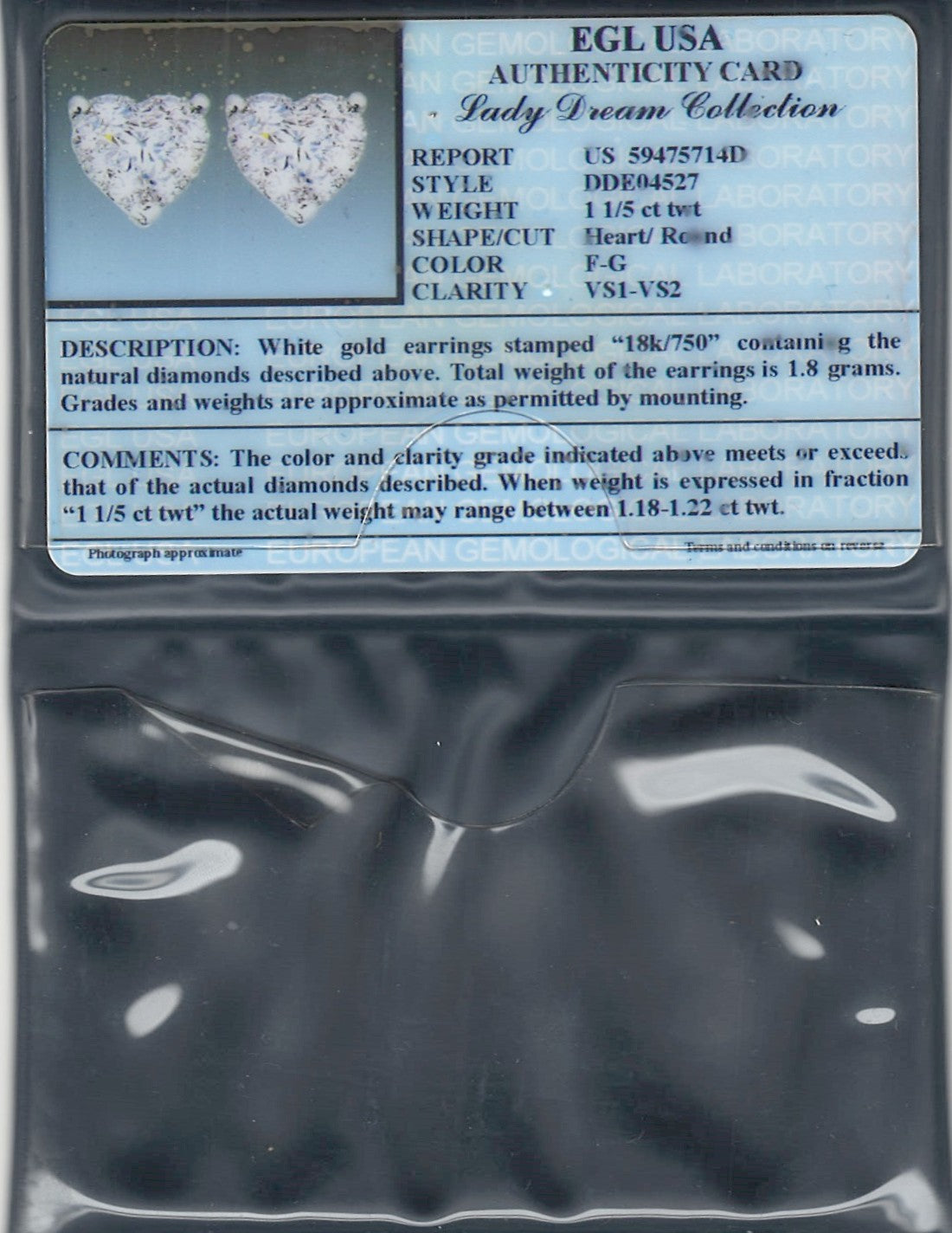1.20 ctw Natural Diamonds | Color: F | Clarity: VS | 18k White Gold Earrings