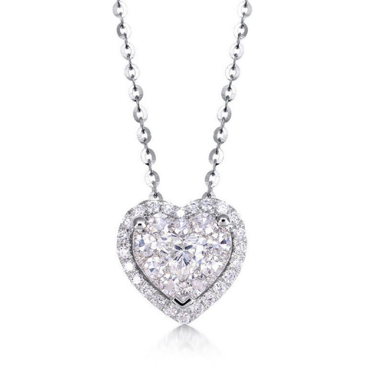 0.48 ctw Natural Diamonds | Color: F | Clarity: VS | 18k White Gold Necklace.