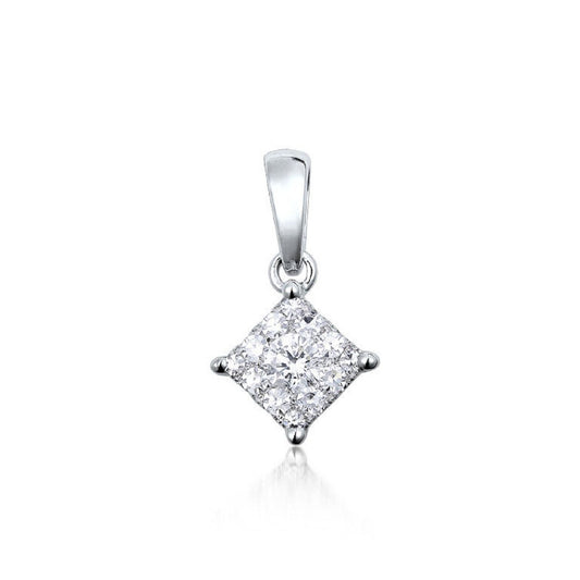 0.20 ctw Natural Diamonds | Color: F | Clarity: VS | 18k White Gold Pendant.