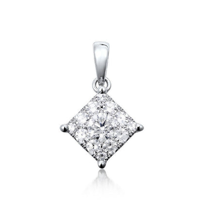 0.60 ctw Natural Diamonds | Color: F | Clarity: VS | 18k White Gold Pendant.