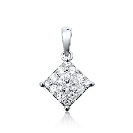 0.60 ctw Natural Diamonds | Color: F | Clarity: VS | 18k White Gold Pendant.
