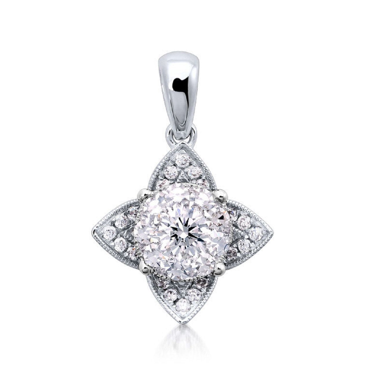 0.74 ctw Natural Diamonds | Color: F | Clarity: VS | 18k White Gold Pendant.