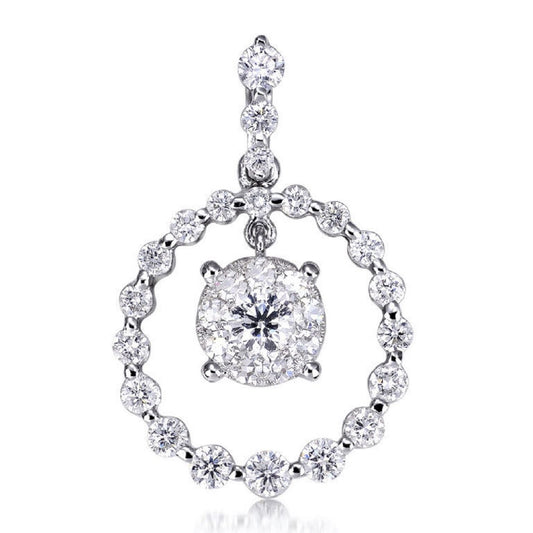 1.10 ctw Natural Diamonds | Color: F | Clarity: VS | 18k White Gold Pendant.