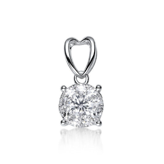 0.50 ctw Natural Diamonds | Color: F | Clarity: VS | 18k White Gold Pendant.