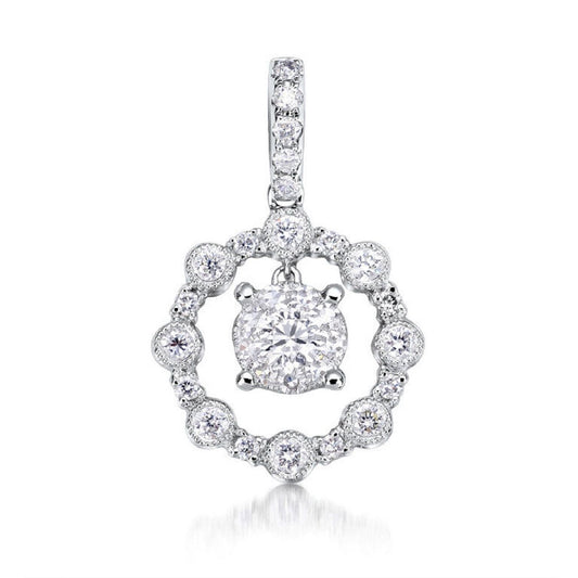 0.53 ctw Natural Diamonds | Color: F | Clarity: VS | 18k White Gold Pendant.