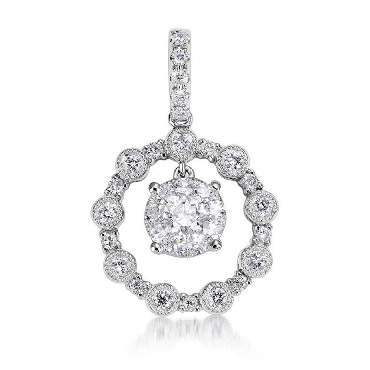 0.60 ctw Natural Diamonds | Color: F | Clarity: VS | 18k White Gold Pendant.