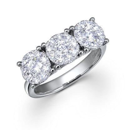 1.20 ctw Natural Diamonds | Color: F | Clarity: VS | 18k White Gold Ring