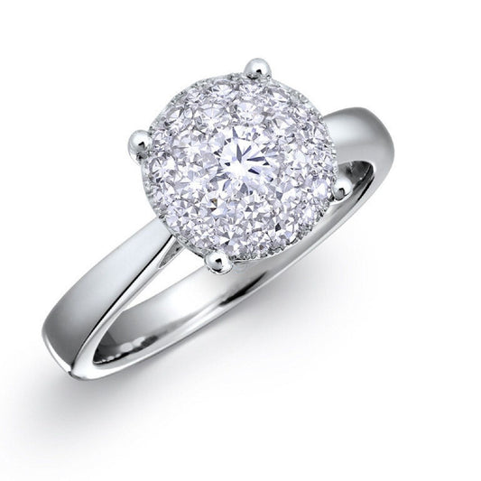 0.90 ctw Natural Diamonds | Color: F | Clarity: VS | 18k White Gold Ring