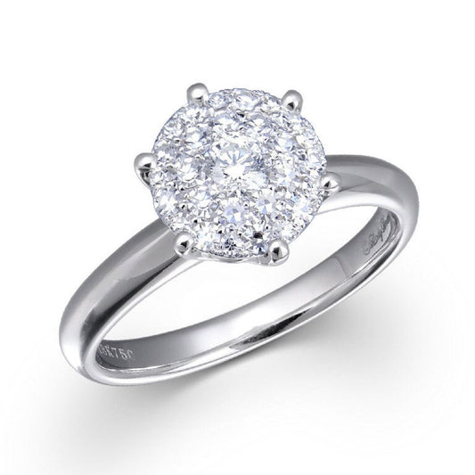 18K WHITE GOLD RING F COLOR VS QUALITY D-0.75
