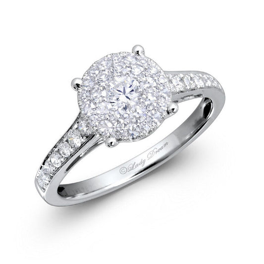 0.86 ctw Natural Diamonds | Color: F | Clarity: VS | 18k White Gold Ring