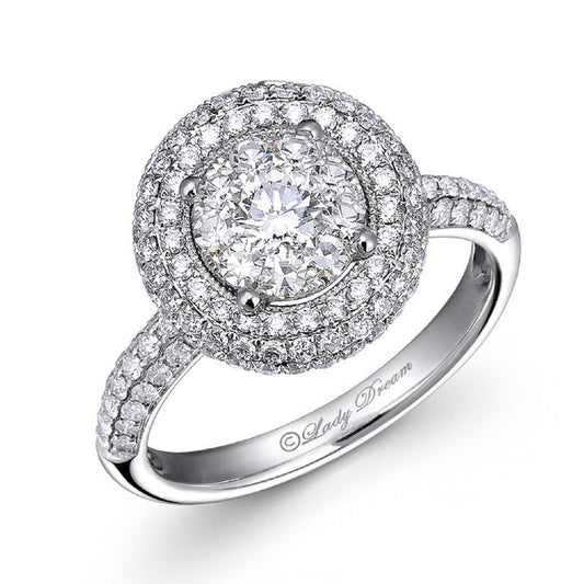 1.17 ctw Natural Diamonds | Color: F | Clarity: VS | 18k White Gold Ring