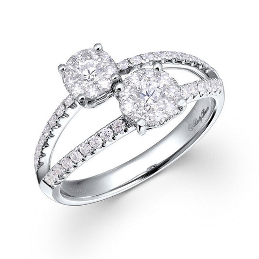 0.76 ctw Natural Diamonds | Color: F | Clarity: VS | 18k White Gold Ring