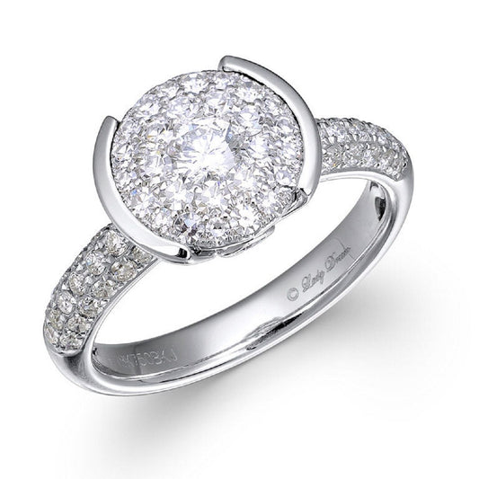 1.67 ctw Natural Diamonds | Color: F | Clarity: VS | 18k White Gold Ring.