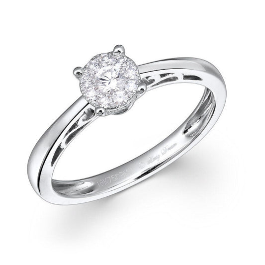 0.20 ctw Natural Diamonds | Color: F | Clarity: VS | 18k White Gold Ring