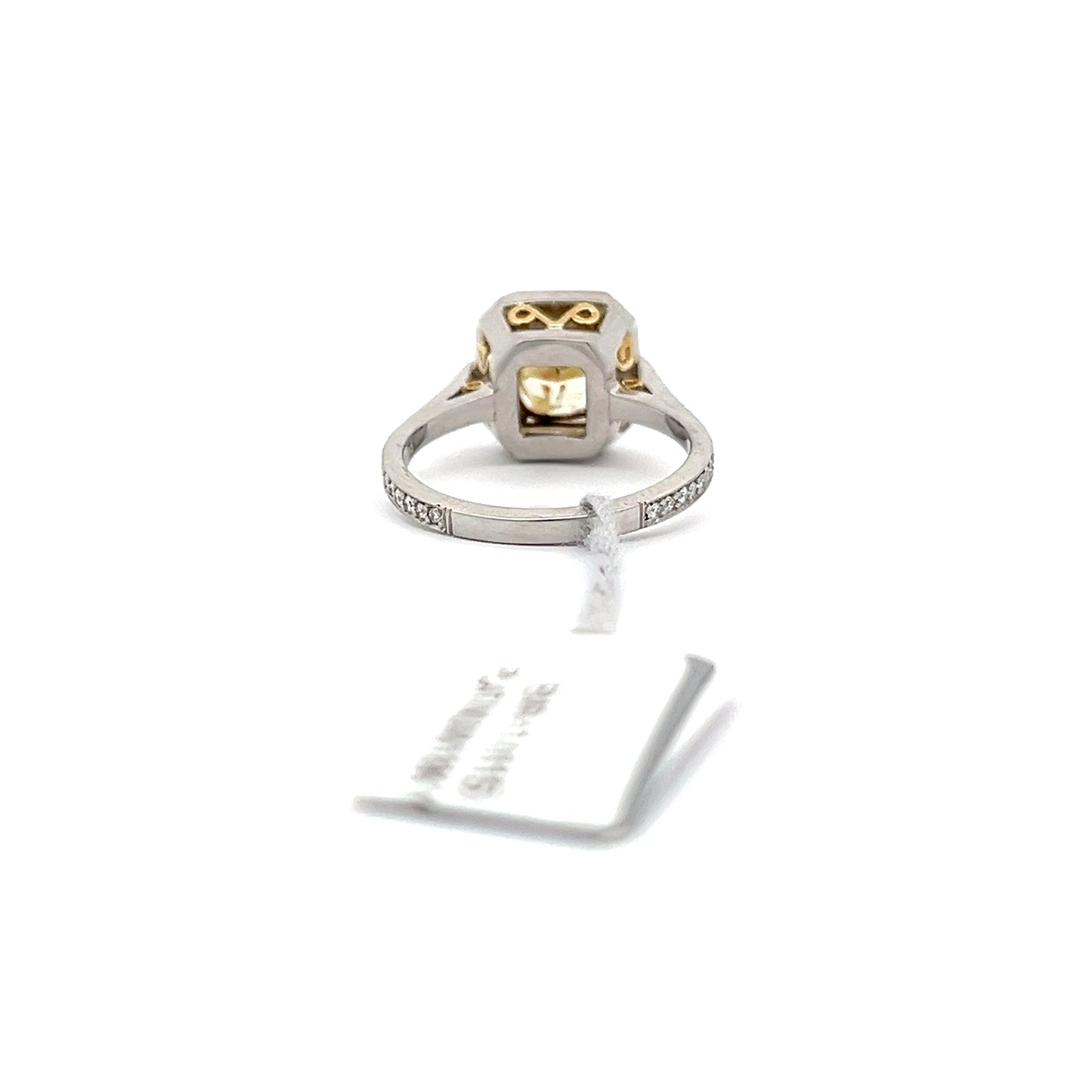 2.01ct Center Yellow Natural Diamond Ring | 0.50 ct Side Diamonds | PLATINUM/18K YG