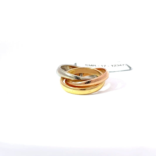 18K Y/W/R Gold Interlocking Trinity Band Ring