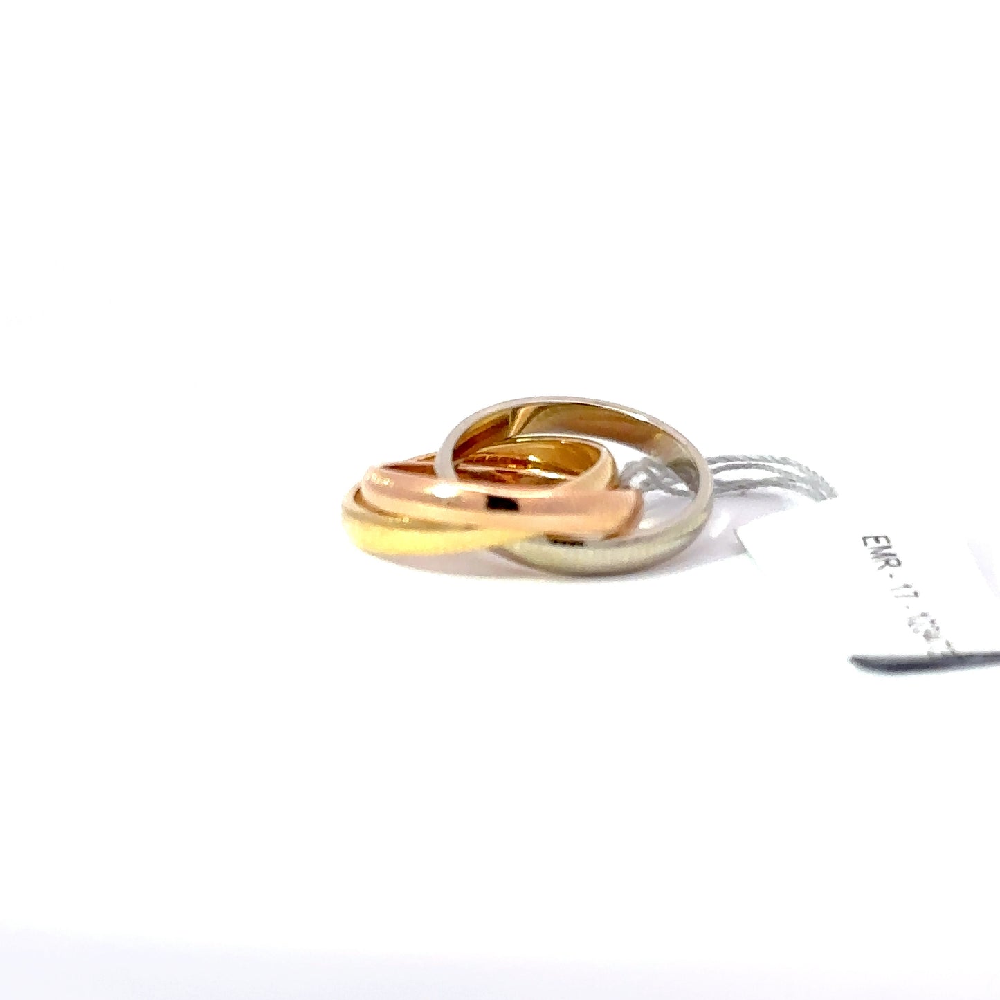 18K Y/W/R Gold Interlocking Trinity Band Ring