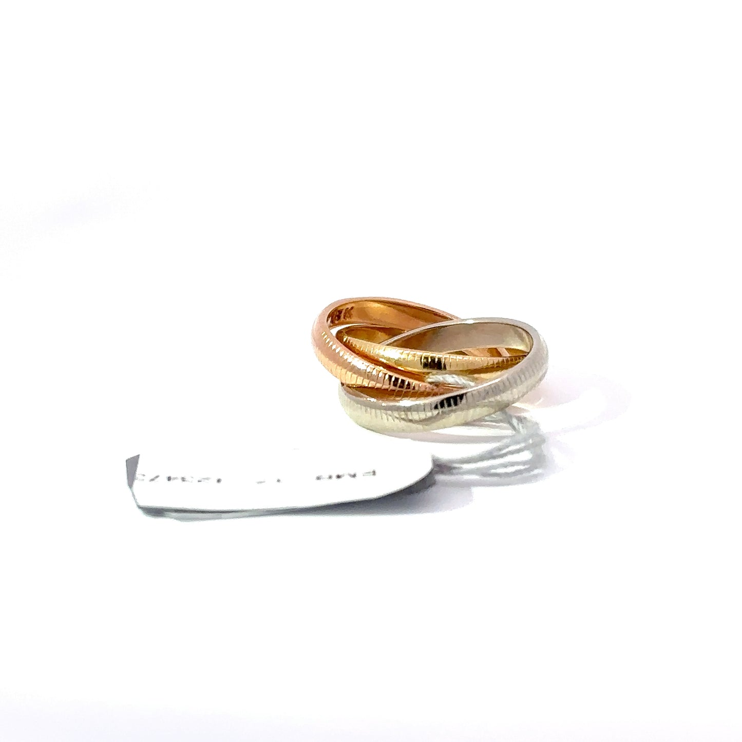 18K Y/W/R Gold Interlocking Trinity Band Ring