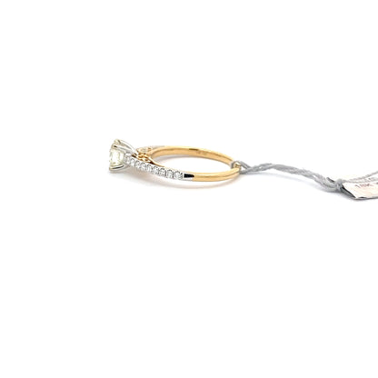 1.09ctw Natural Diamond Ring | 0.76ct Round Center | 18K YW Gold.
