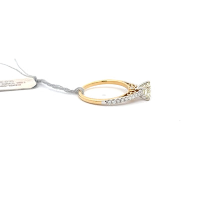1.09ctw Natural Diamond Ring | 0.76ct Round Center | 18K YW Gold.
