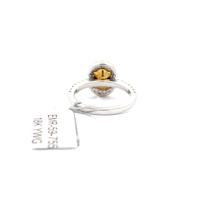 2.07ct Center Yellow Natural Diamond  Ring | 0.63 ct Side Diamonds | 18k YWG