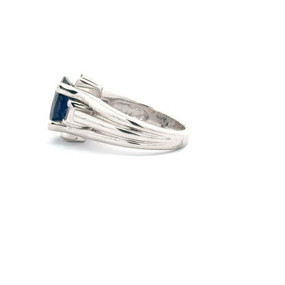 3.06ct Natural Oval Sapphire Diamonds & 0.28ct Natural Diamond Ring | 18K WG