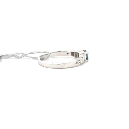 0.50 ct Natural Emerald Cut Blue Diamond | 14k White Gold | 0.16 ct Diamonds.