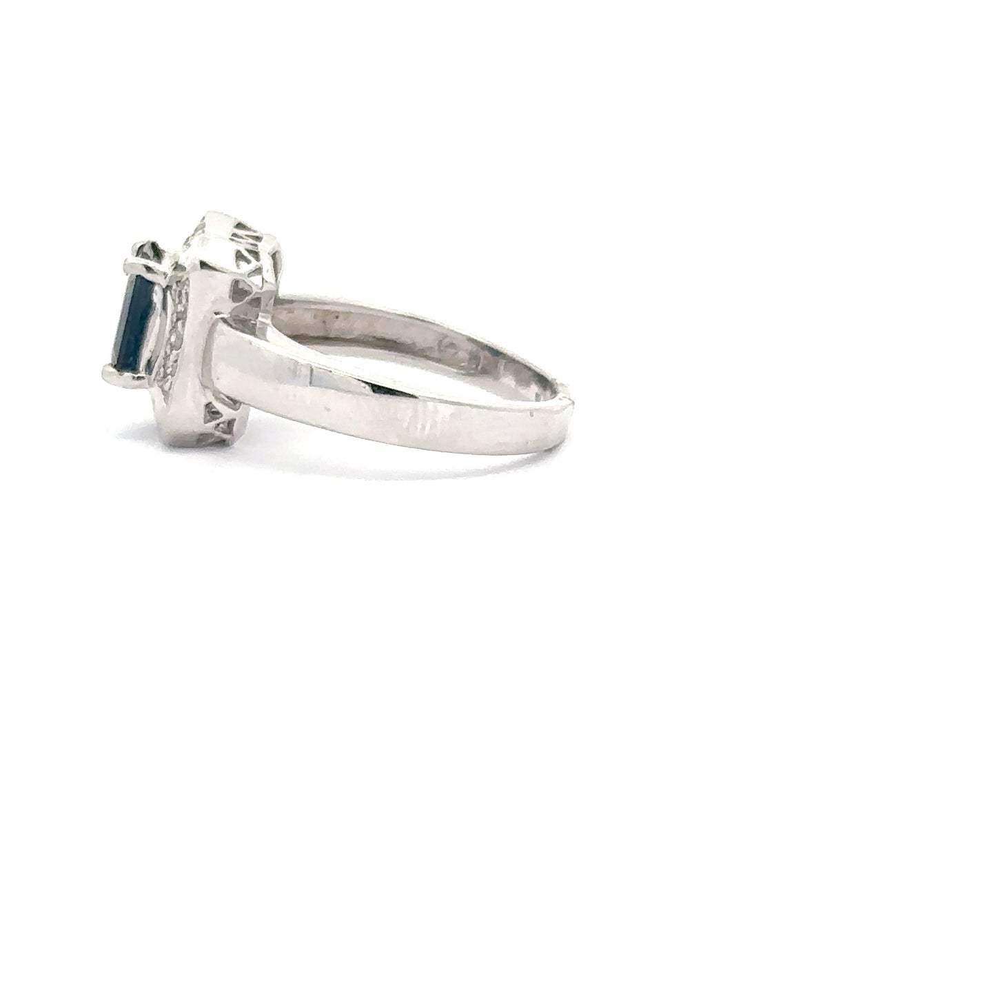1.26ct Natural Emerald cut Sapphire & 0.14ct Natural Diamonds Ring | 14K WG
