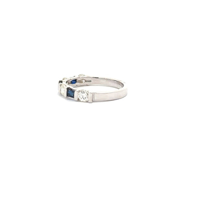 0.72ct Natural Round Diamonds & 0.63ct Emerald-Cut Sapphires (Alternating Design) Band | 14K WG
