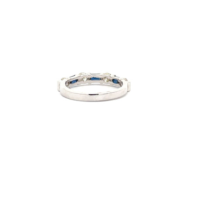 0.72ct Natural Round Diamonds & 0.63ct Emerald-Cut Sapphires (Alternating Design) Band | 14K WG