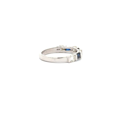 0.72ct Natural Round Diamonds & 0.63ct Emerald-Cut Sapphires (Alternating Design) Band | 14K WG