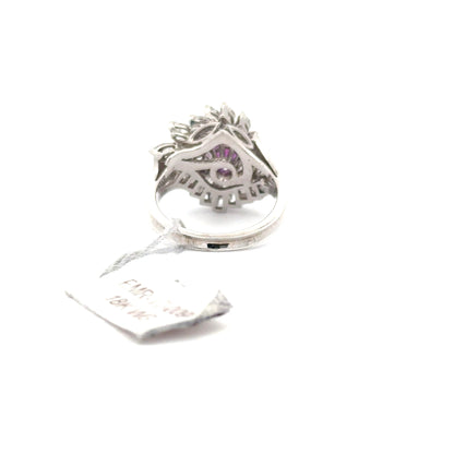 18k White Gold with Purple Sapphire Women’s Designer Ring.
