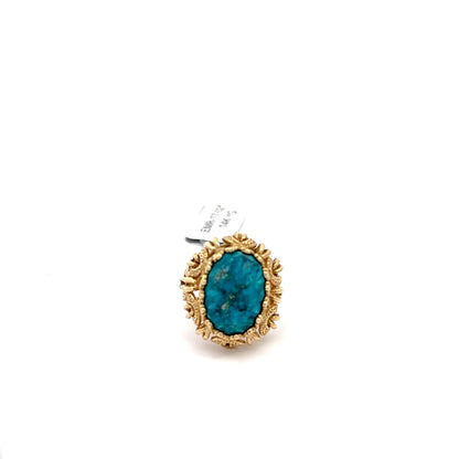 14k Yellow Gold Turquoise Ring.
