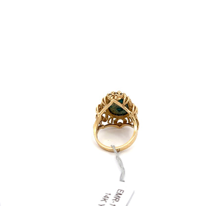 14k Yellow Gold Turquoise Ring.