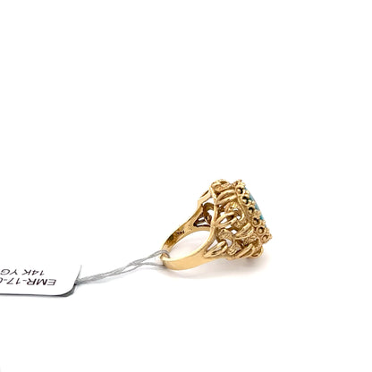 14k Yellow Gold Turquoise Ring.
