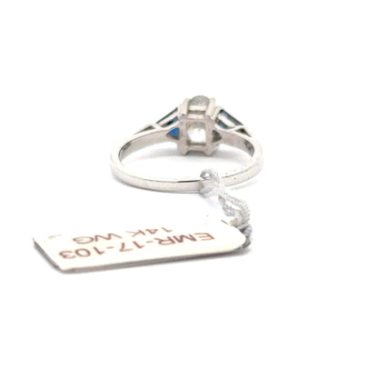 0.85ct Natural Oval Diamond & 0.45ct Natural Trillion-cut Sapphire Diamonds Ring | 14K WG