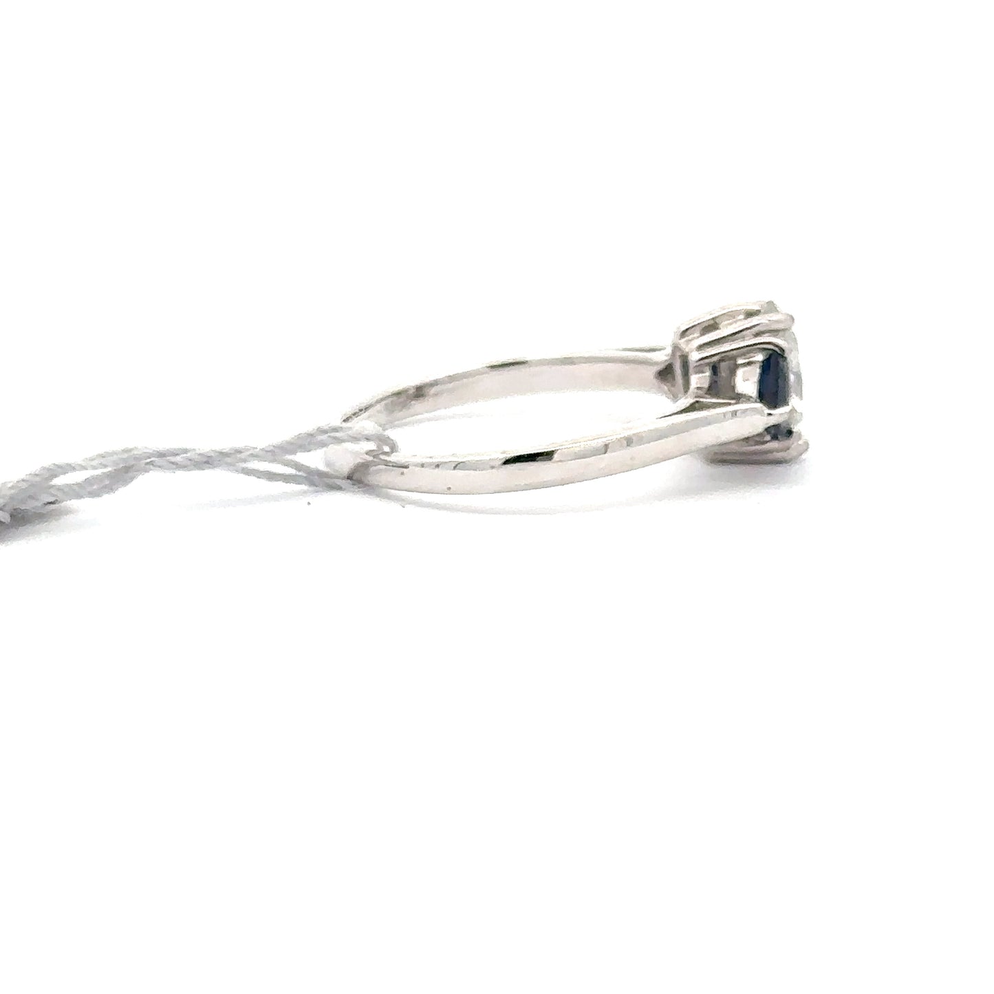 0.85ct Natural Oval Diamond & 0.45ct Natural Trillion-cut Sapphire Diamonds Ring | 14K WG