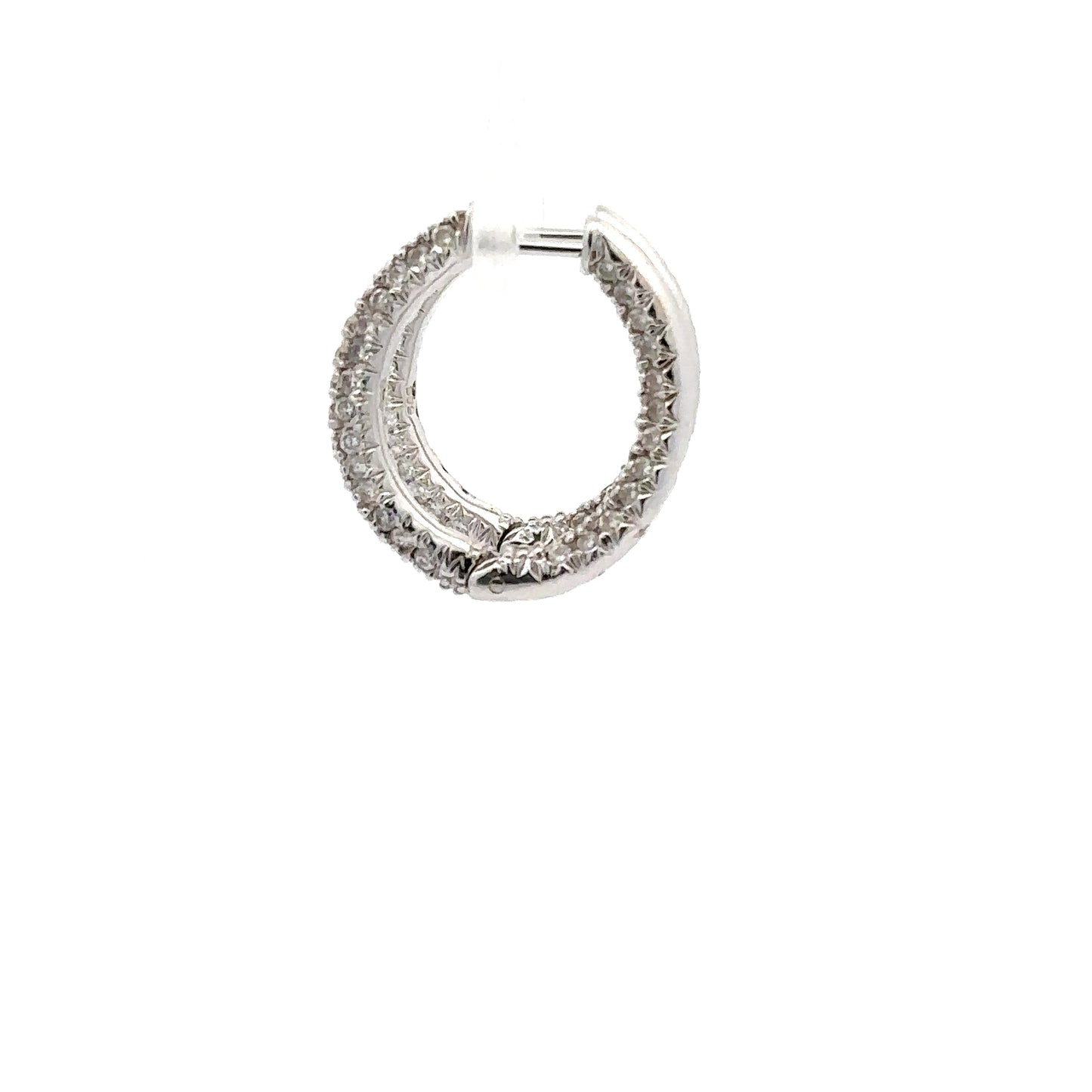 1.06 ctw Natural Diamonds Hoop Earrings | 14k White Gold
