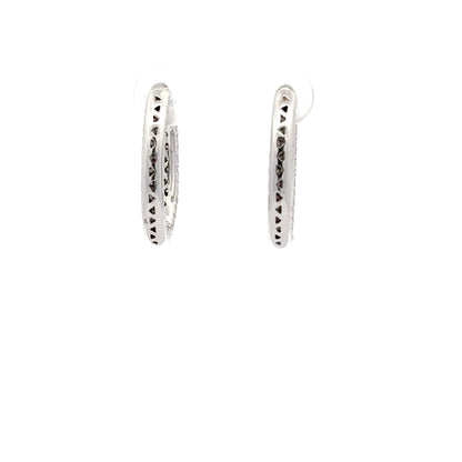 1.06 ctw Natural Diamonds Hoop Earrings | 14k White Gold